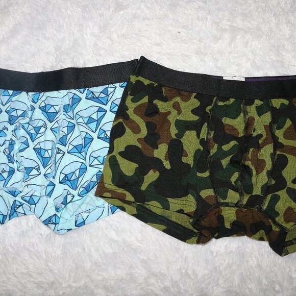MeUndies men's trunk briefs size medium lot of 2 diamonds and camo NWOT - Picture 1 of 3